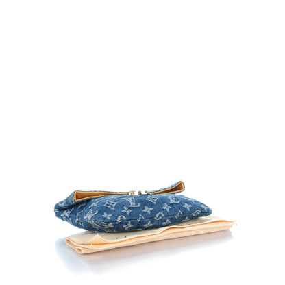 Louis Vuitton Monogram Denim Pochette Plat Clutch Blue 4 of 7