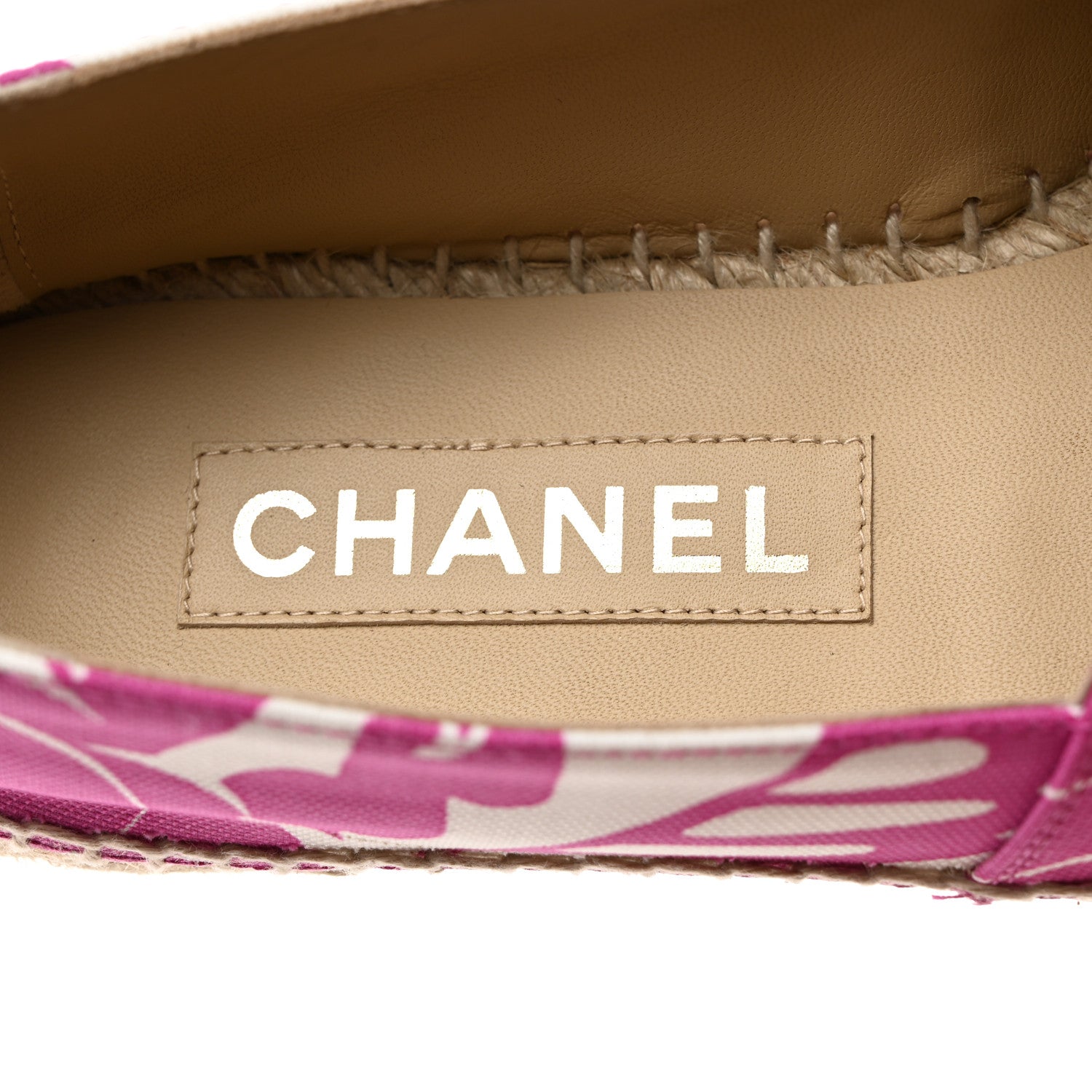 Chanel Cotton Grosgrain CC Printed Espadrilles 38 Pink Ecru Black 6 of 7