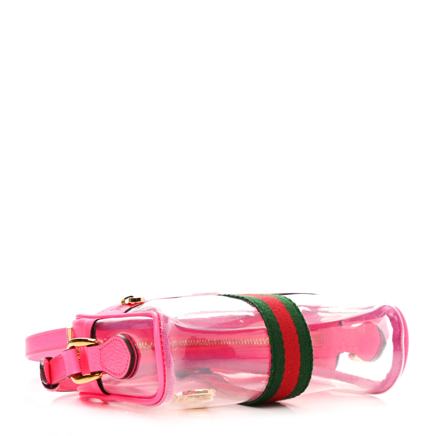 Vinyl Web Mini Ophidia Transparent Shoulder Bag Fluorescent Fuchsia