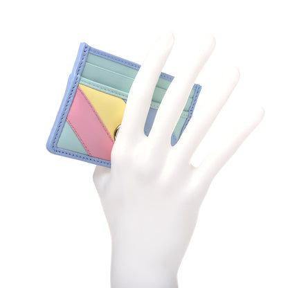 Gucci Calfskin Matelasse Diagonal GG Marmont Card Holder Wallet Multicolor Pastel 2 of 9