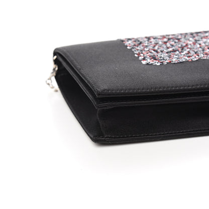 Christian Dior Satin Sequin Chain Crossbody Black Multicolor 6 of 8