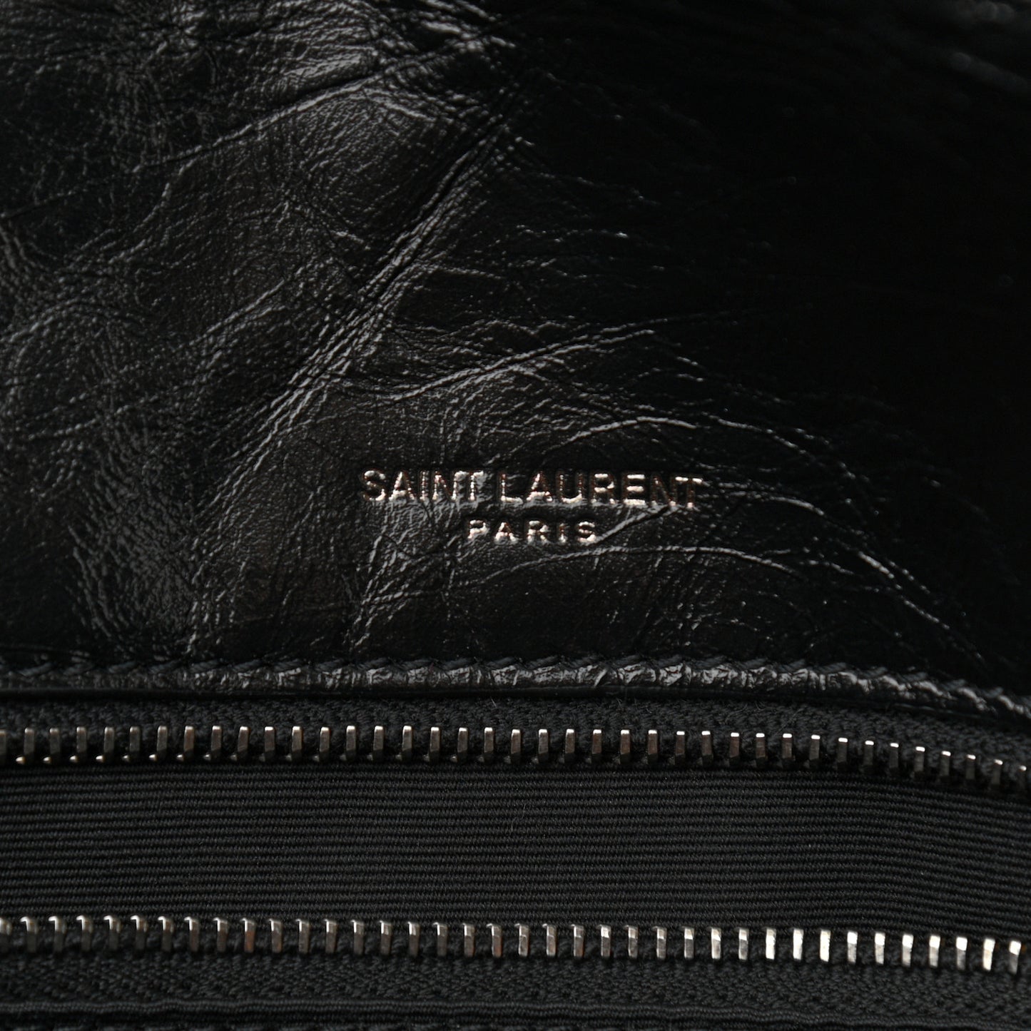 Crinkled Calfskin Matelasse Monogram Large Niki Chain Satchel Black