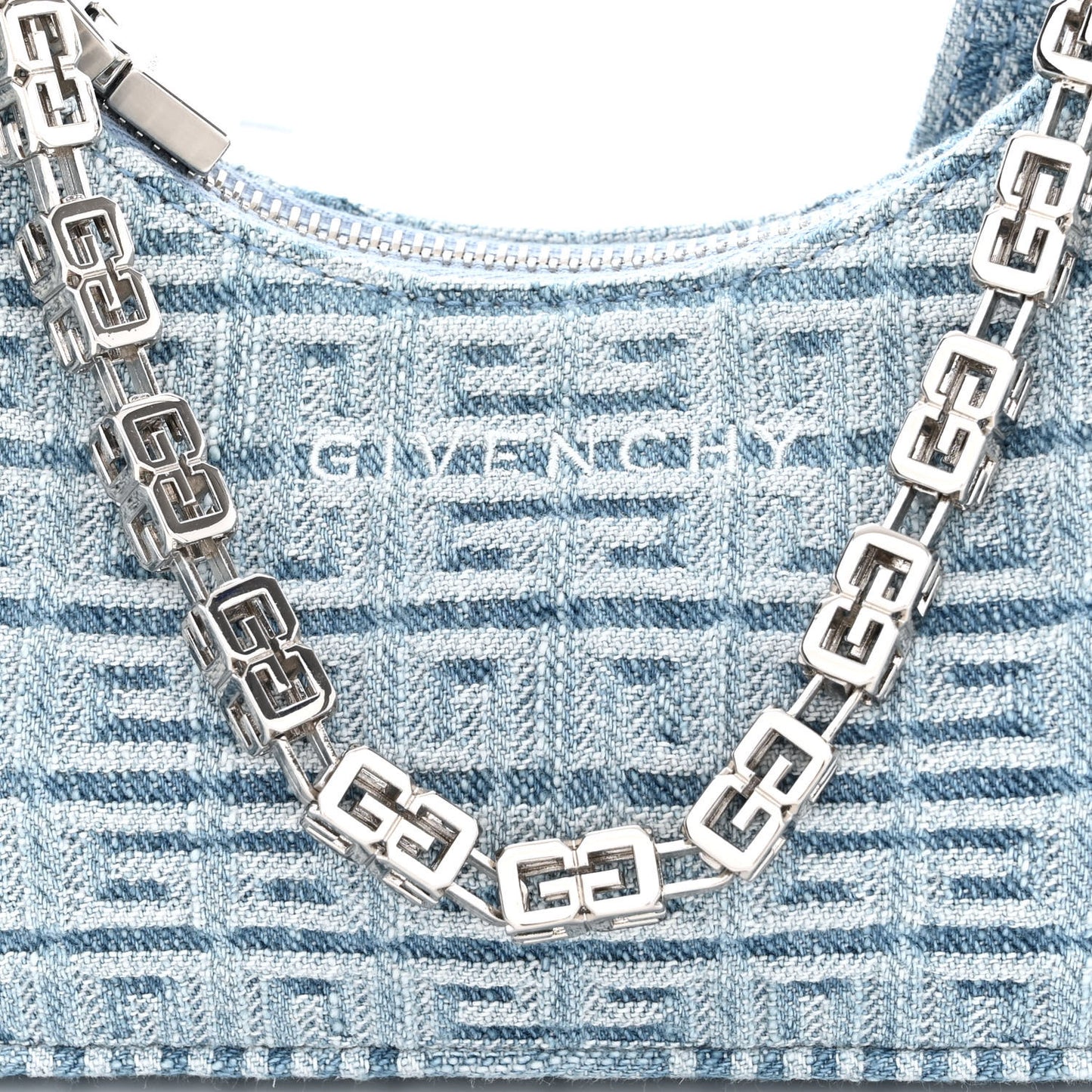 Denim Mini Moon Cut Out Shoulder Bag Blue