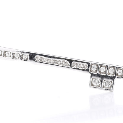 Tiffany Platinum Diamond .41ct Fleur De Lis Key Pendant Necklace 6 of 7
