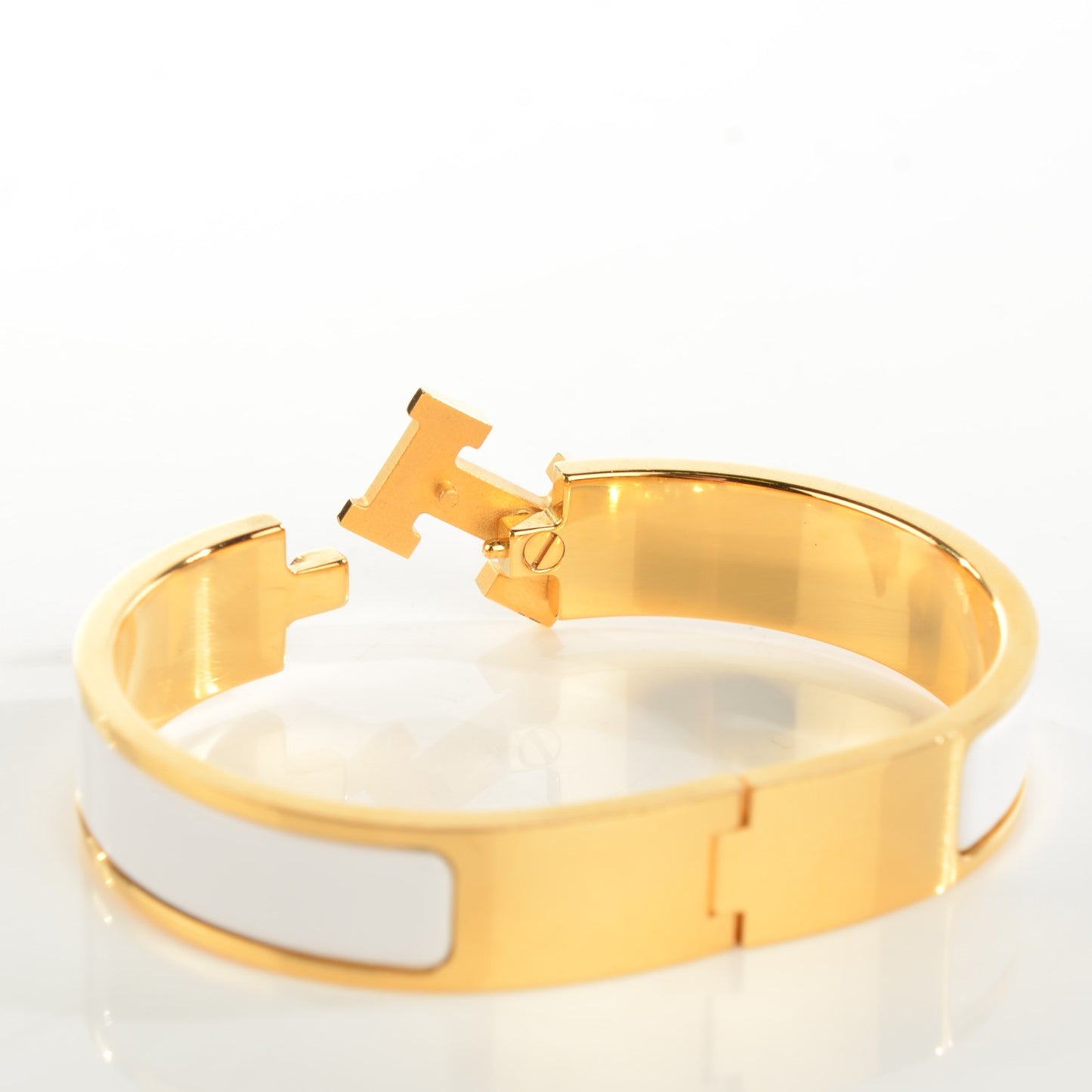 Enamel Narrow Clic Clac H Bracelet PM White