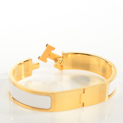 Hermes Enamel Narrow Clic Clac H Bracelet PM White 4 of 5