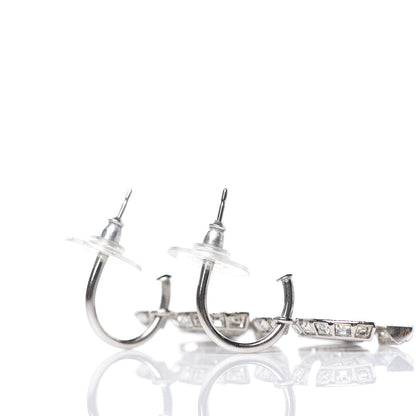 Chanel Baguette Crystal CC Drop Earrings Silver 3 of 5