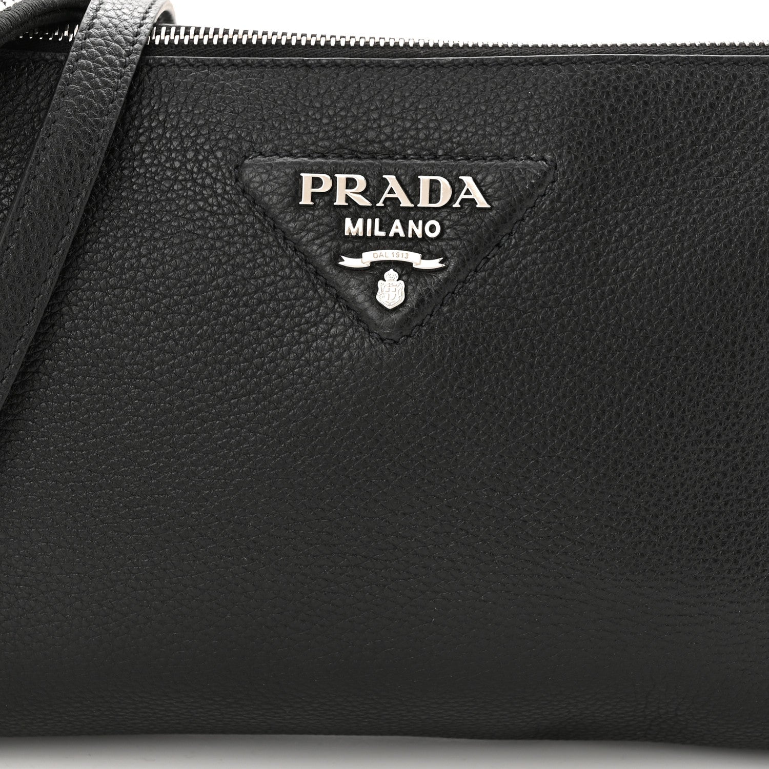 Prada Vitello Daino Soft Zippered Shoulder Bag Black 8 of 10