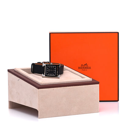 Hermes Stainless Steel Barenia Diamond 21mm Heure H Hour Quartz Watch Noir 5 of 5