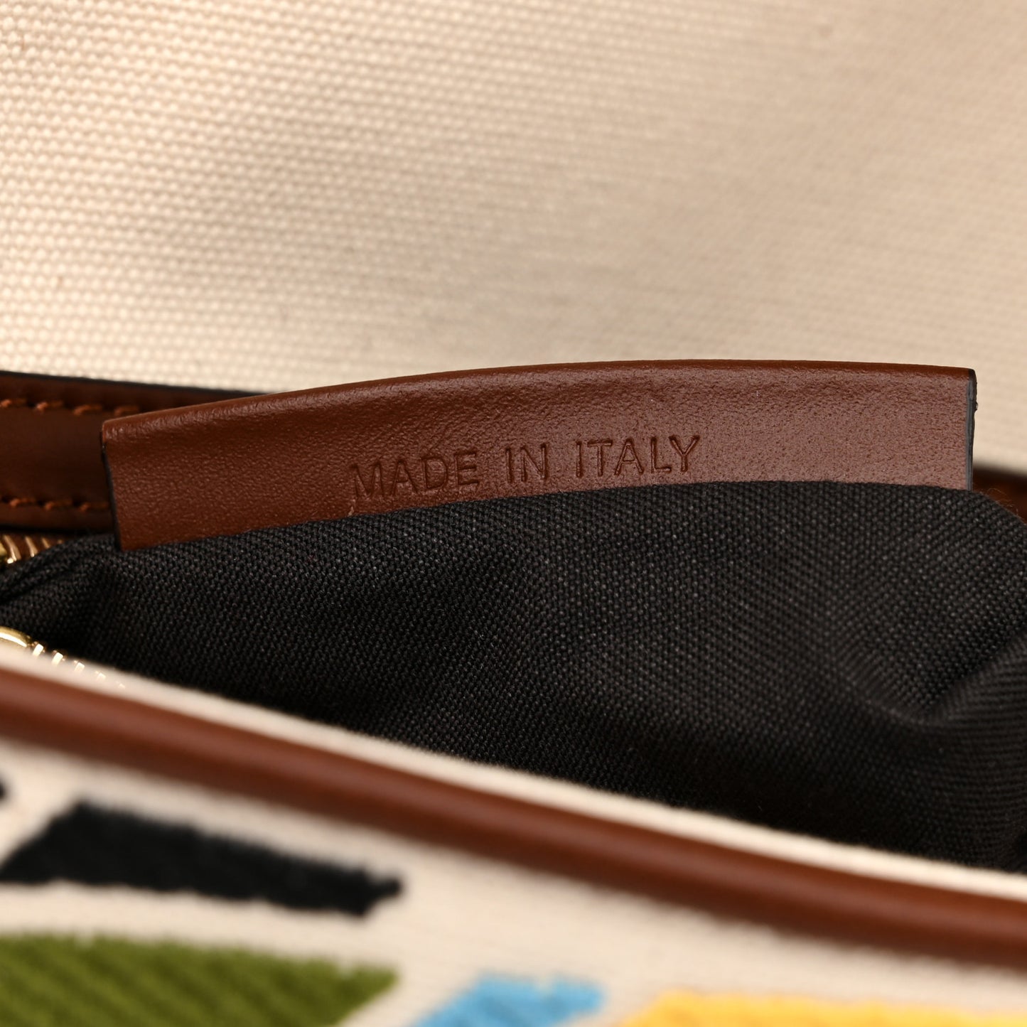X SARA COLEMAN Canvas Vitello King Seta FF Fish Eye Embroidered Baguette Grezzo Multicolor Ghianda