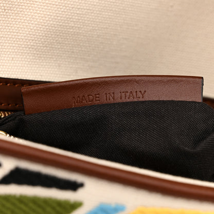 Fendi X SARA COLEMAN Canvas Vitello King Seta FF Fish Eye Embroidered Baguette Grezzo Multicolor Ghianda 7 of 11