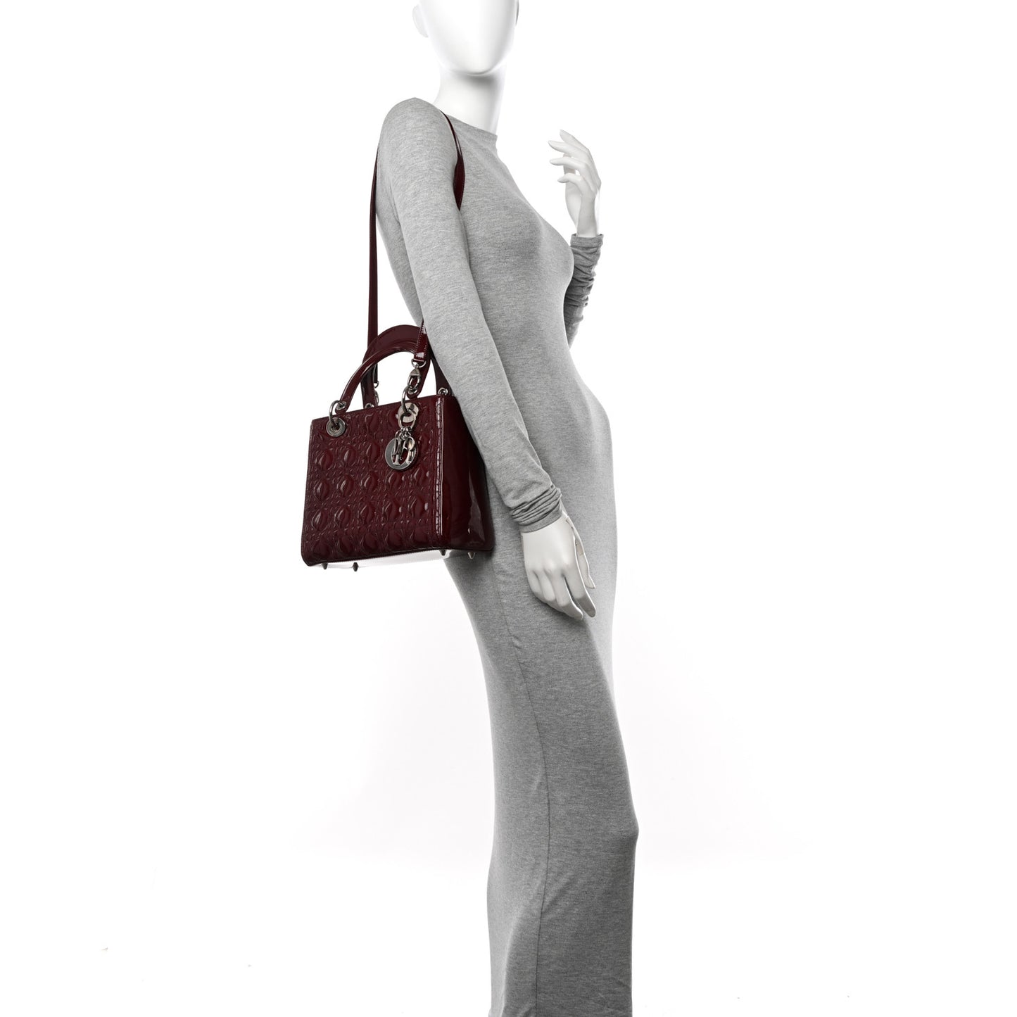 Patent Cannage Medium Lady Dior Burgundy Red