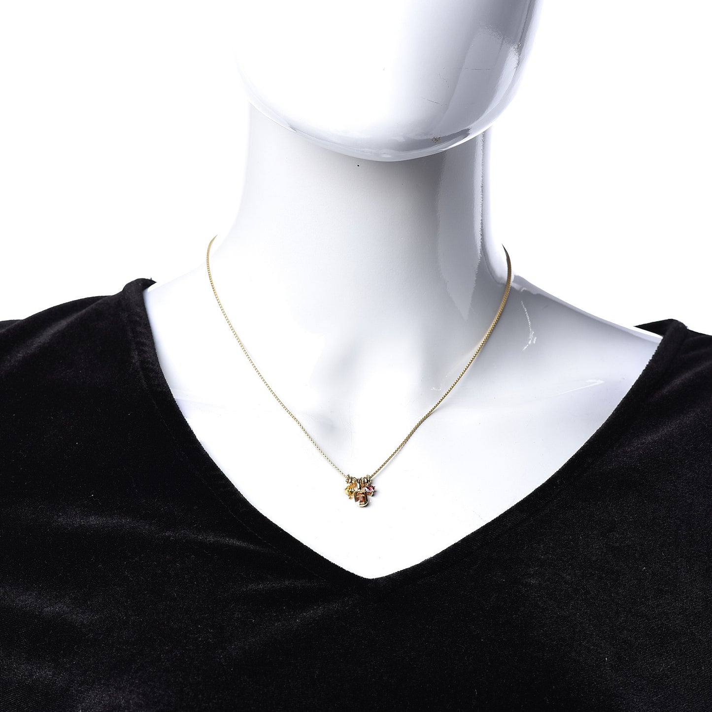 18K Yellow Gold Spessartine Garnet Yellow Beryl Pink Tourmaline Novella Pendant Necklace