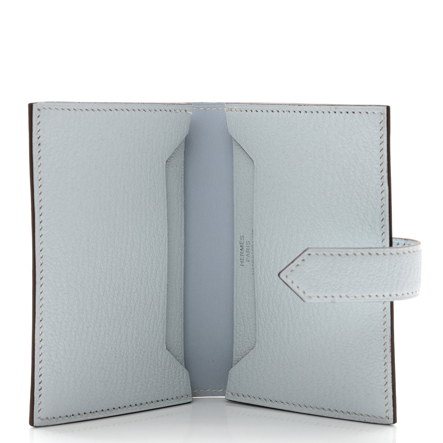 Hermes Chevre Mysore Bearn Card Holder Wallet Bleu Brume 5 of 7