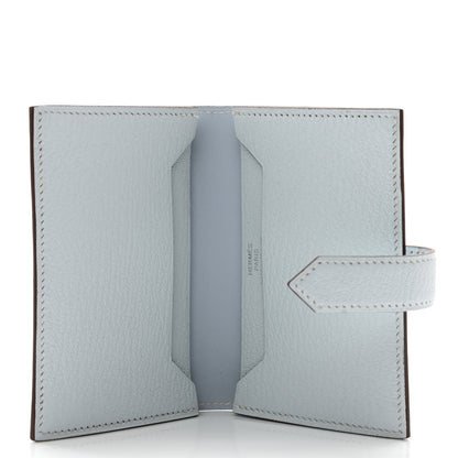 Hermes Chevre Mysore Bearn Card Holder Wallet Bleu Brume 5 of 7