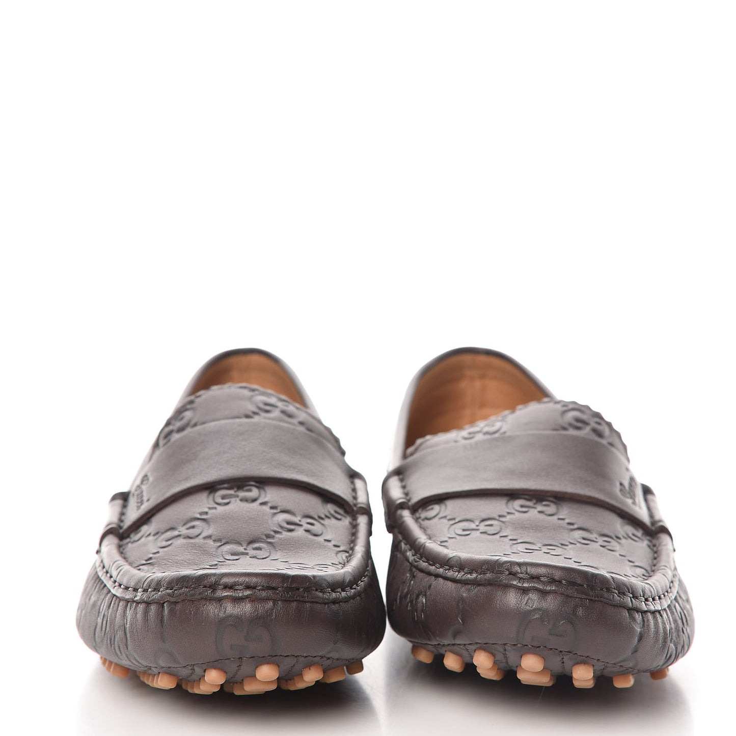 Soft Guccissima Womens Driver Loafers 37.5 Chocolate