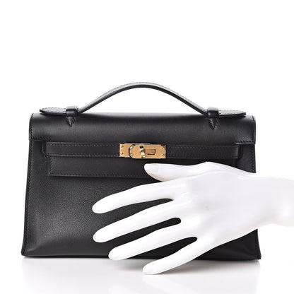 Hermes Swift Kelly Pochette Clutch Black 2 of 24