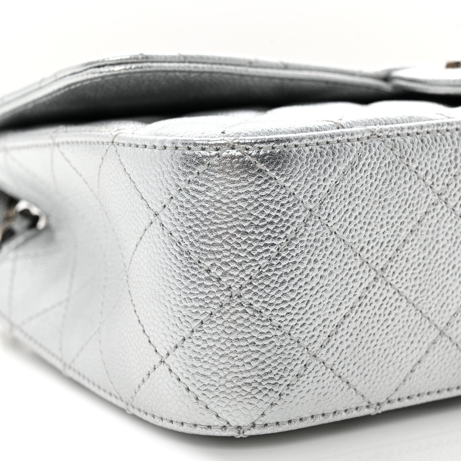 Chanel Metallic Caviar Quilted Medium CC Slide Flap Silver 9 of 10