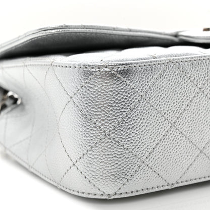 Chanel Metallic Caviar Quilted Medium CC Slide Flap Silver 9 of 10