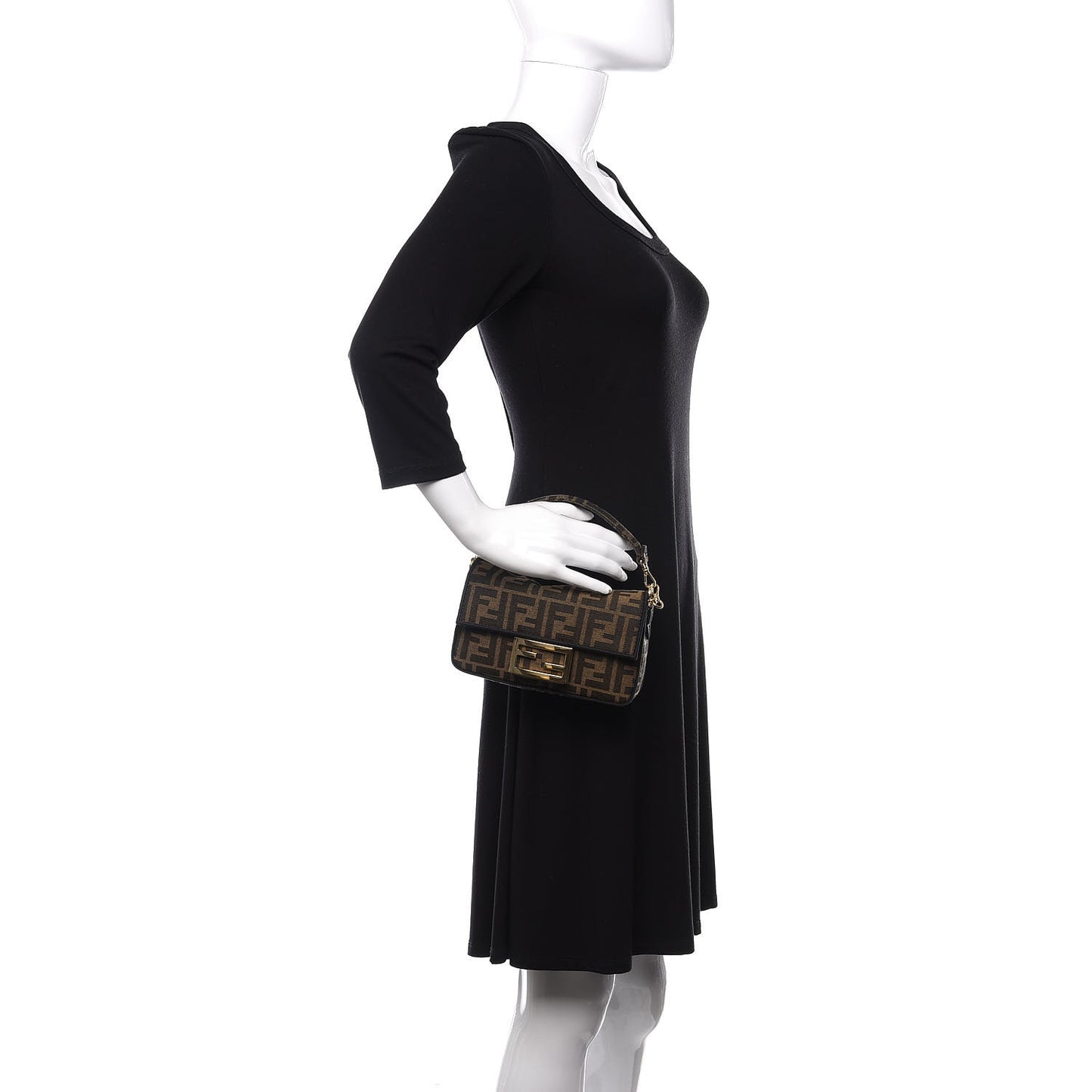 Fabric Jacquard FF 1974 Mini Baguette Tobacco Moro Black