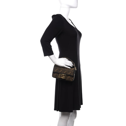 Fendi Fabric Jacquard FF 1974 Mini Baguette Tobacco Moro Black 3 of 12