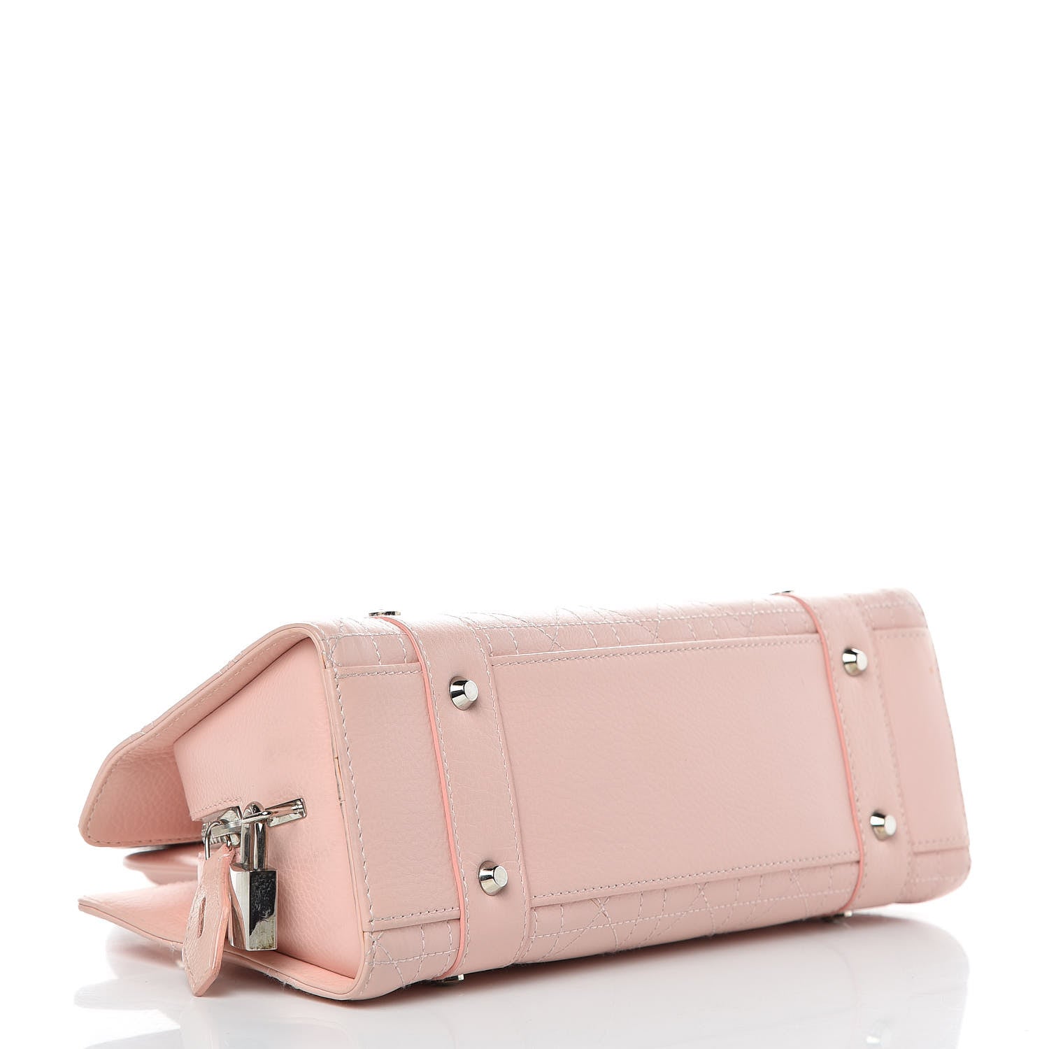 Christian Dior Calfskin Cannage Stitched Small East West Lady Dior Rose Clair 4 of 13