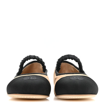 Chanel Suede Kidskin Grosgrain Mary Jane Flats 38 Beige Black 3 of 9