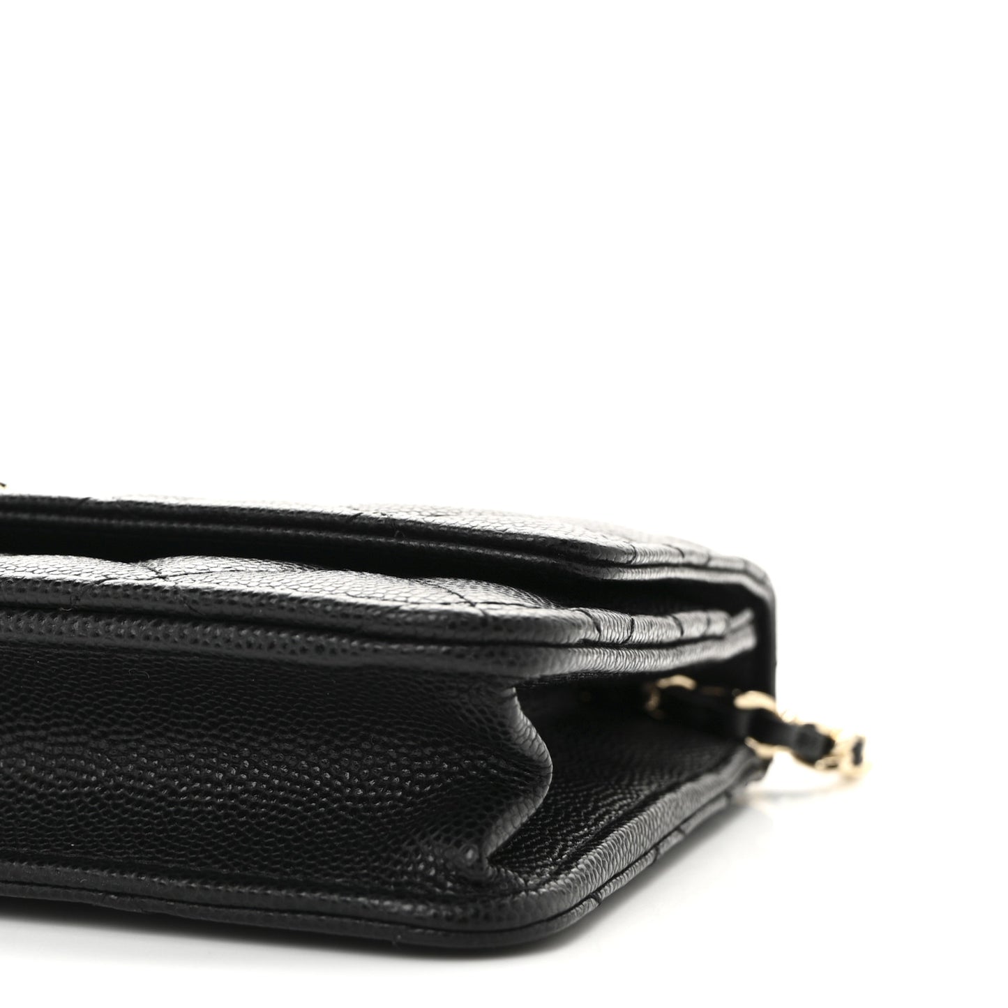Caviar Quilted Crystal CC Wallet On Chain WOC Black