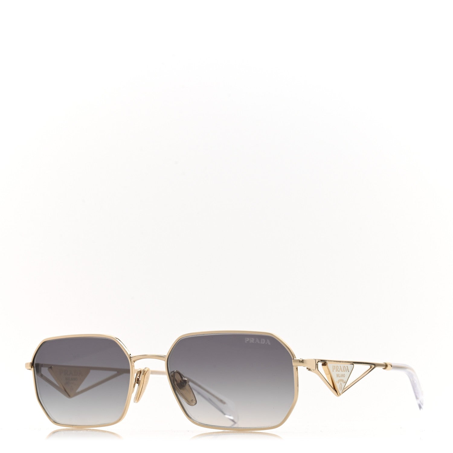Prada Metal Symbole Triangle Logo Sunglasses SPR A51 Gold Blue 1 of 8