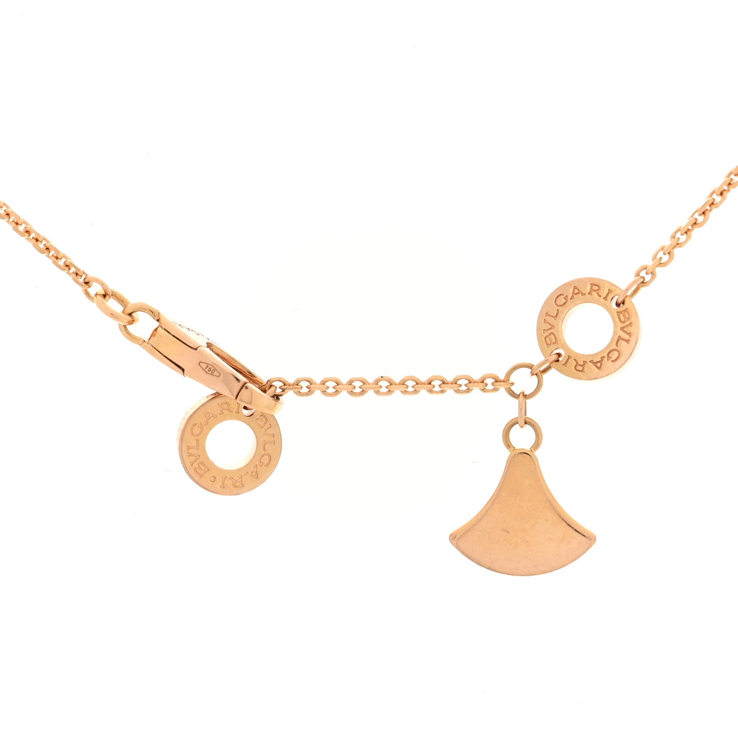 Bulgari 18K Rose Gold Diamond Mother of Pearl Divas' Dream Pave Pendant Necklace 4 of 5