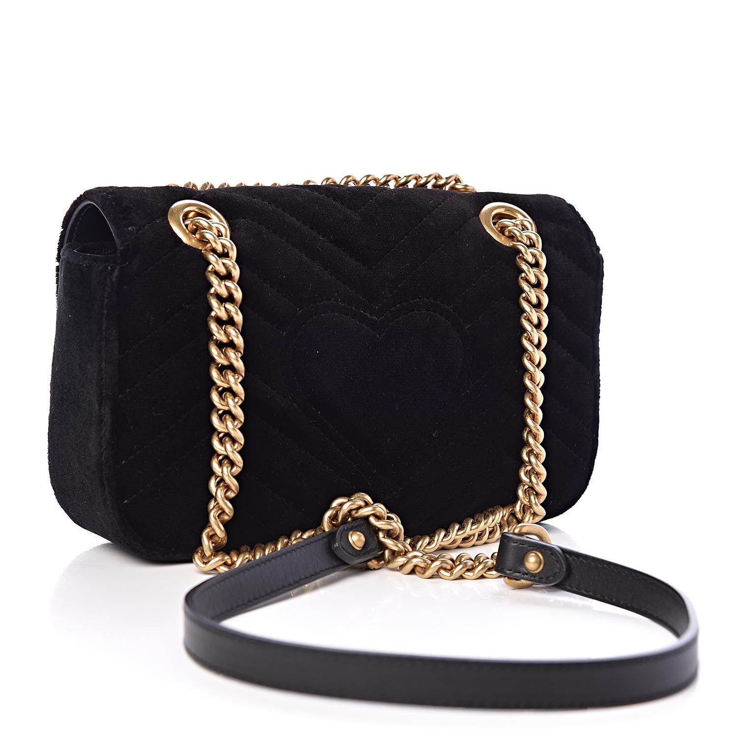 Gucci Velvet Matelasse Mini GG Marmont Shoulder Bag Black 3 of 10