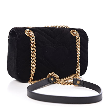 Gucci Velvet Matelasse Mini GG Marmont Shoulder Bag Black 3 of 10