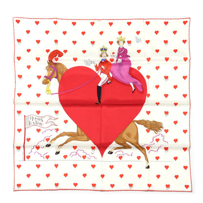 Hermes Silk Tea Time Scarf 70 White Framboise Rouge 1 of 5