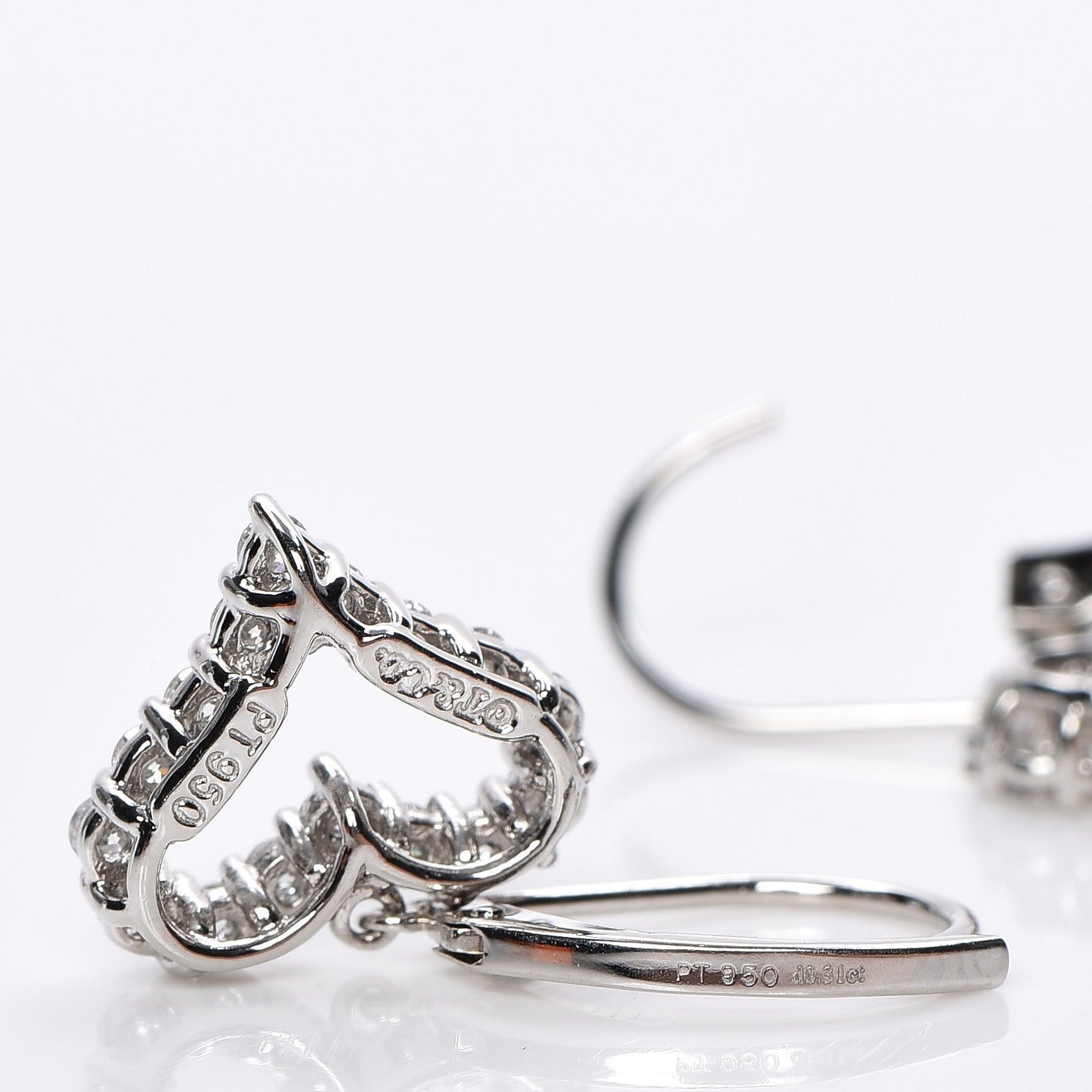 Platinum Diamond Heart Drop Earrings