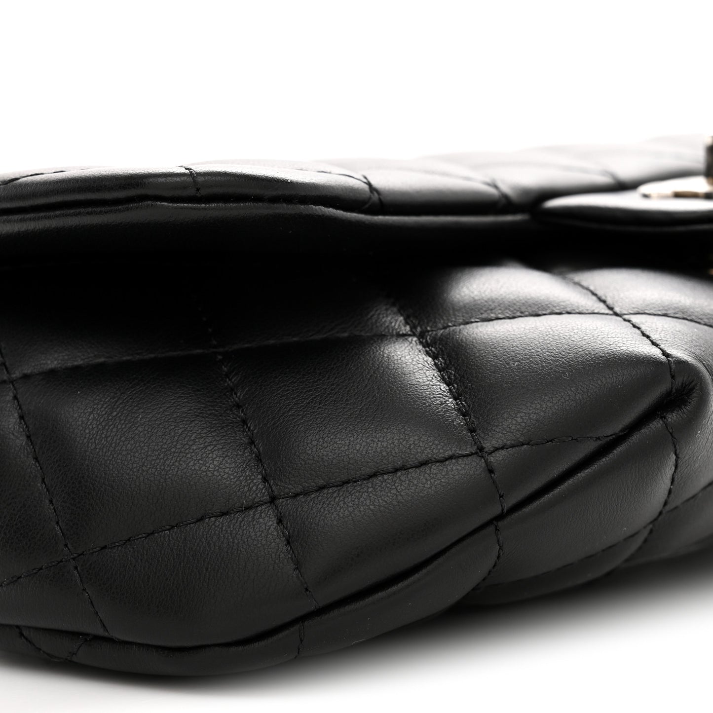 Calfskin Quilted CC Uniform Flap Belt Bag Black