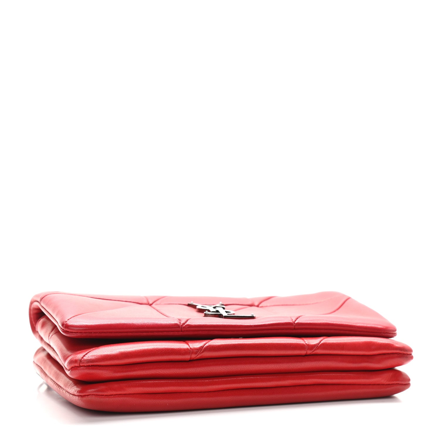 Saint Laurent Lambskin Patchwork Monogram Jamie Chain Wallet Red 4 of 13