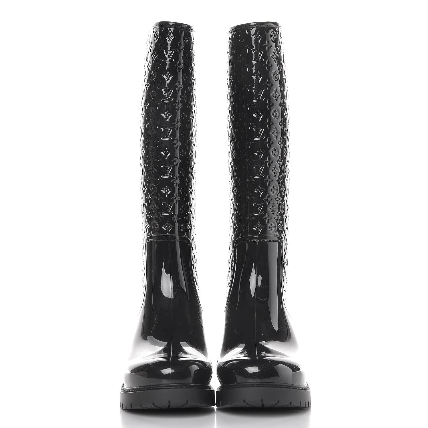 Louis Vuitton Rubber Embossed Monogram Splash Rain Boots 39 Black 3 of 7