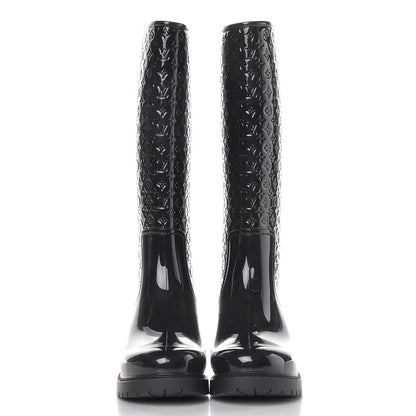 Louis Vuitton Rubber Embossed Monogram Splash Rain Boots 39 Black 3 of 7