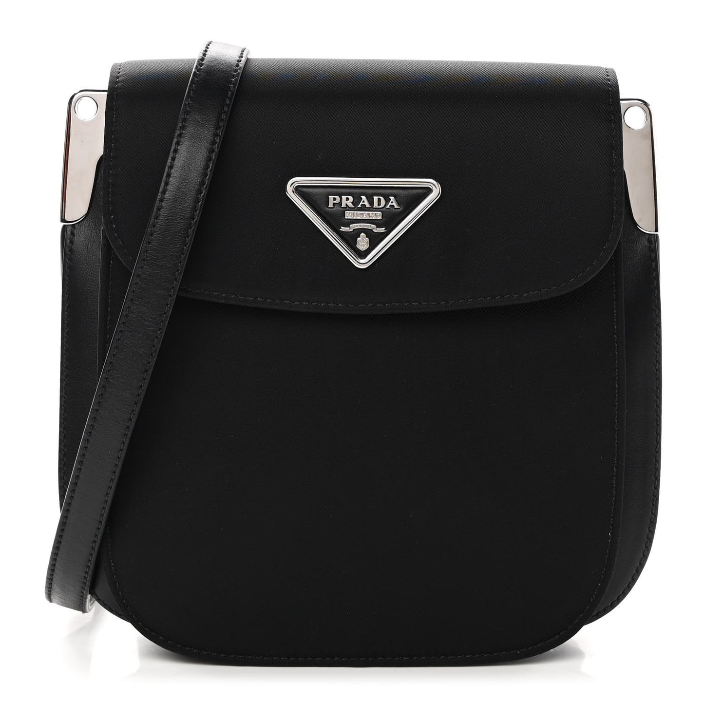 Tessuto Nylon Vitello Crossbody Bag Black