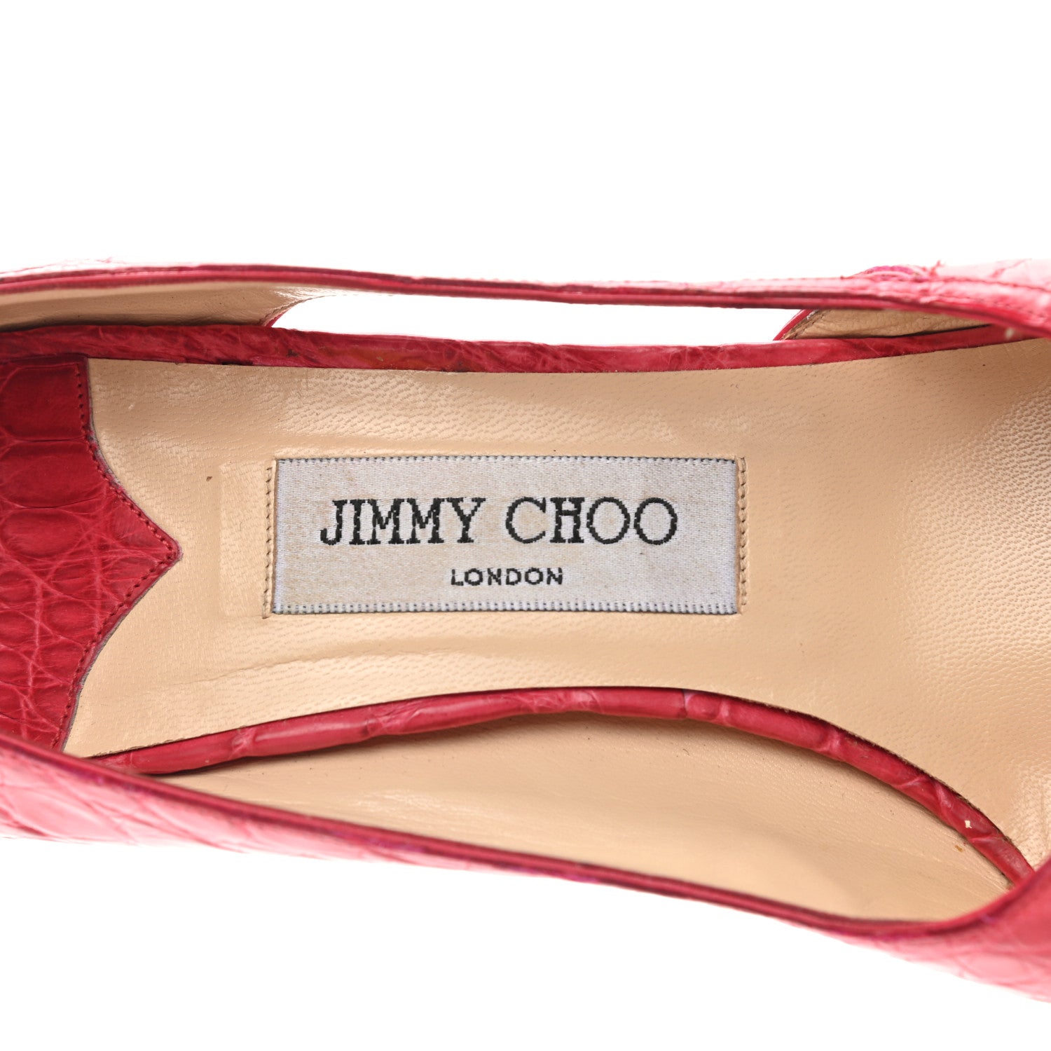 Jimmy Choo Crocodile Embossed Calfskin Lust 100 Pumps 40 Raspberry 7 of 11