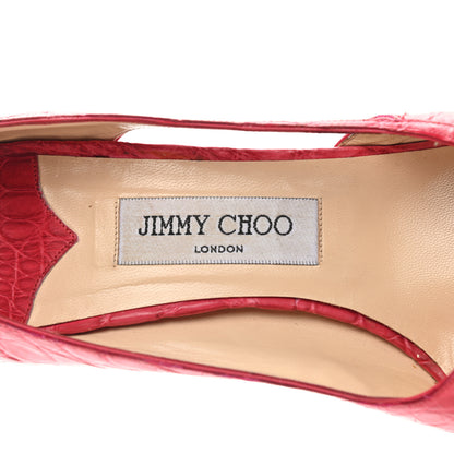 Jimmy Choo Crocodile Embossed Calfskin Lust 100 Pumps 40 Raspberry 7 of 11