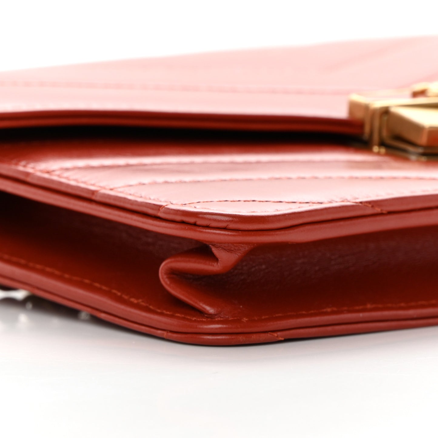 Calfskin Chevron Quilted Medal Wallet On Chain WOC Red