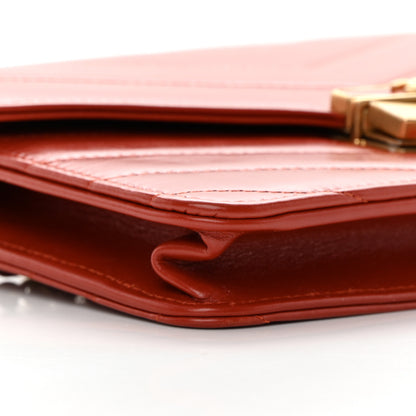 Chanel Calfskin Chevron Quilted Medal Wallet On Chain WOC Red 10 of 13