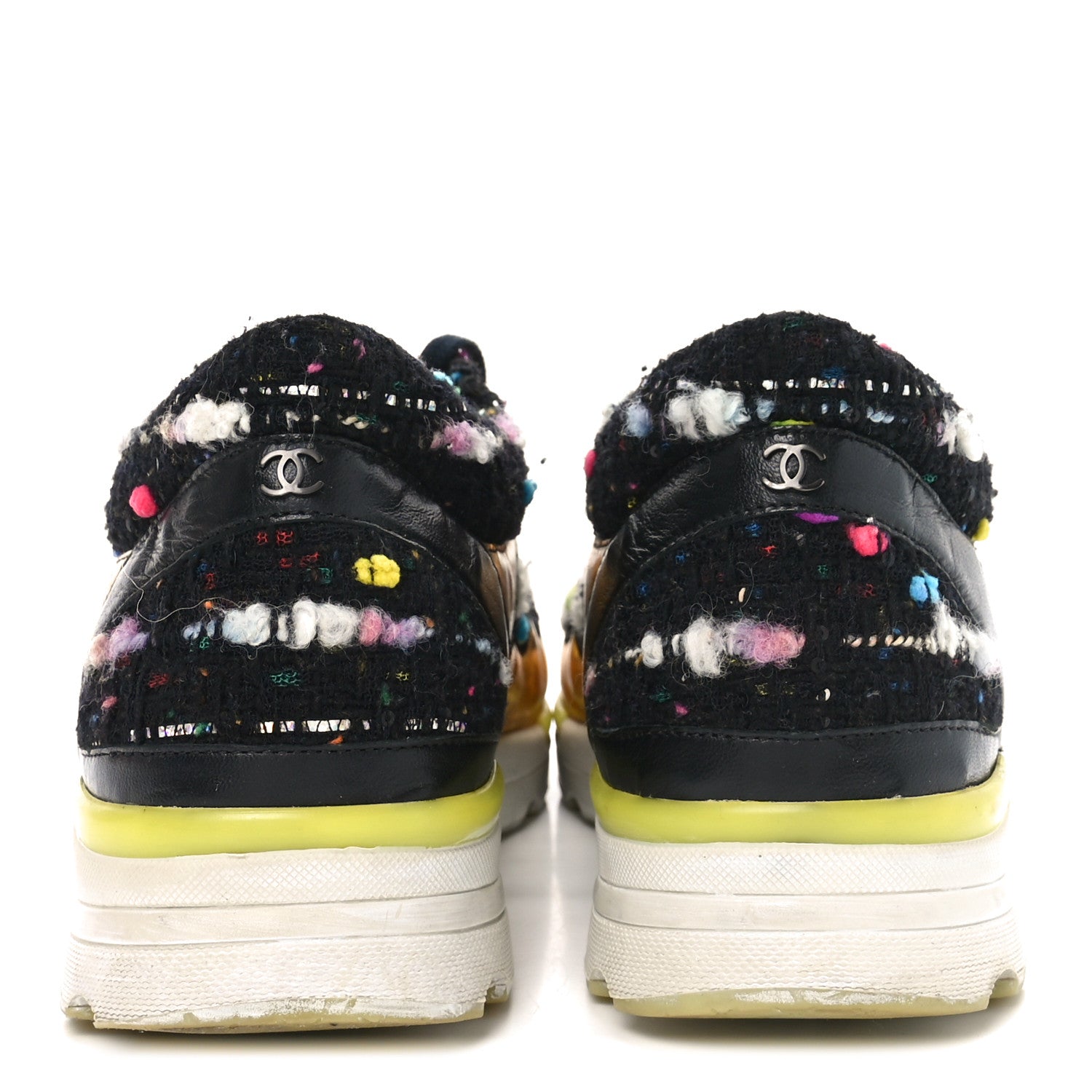 Chanel Tweed Lambskin Runway Sneakers 39.5 Black Multicolor 6 of 9