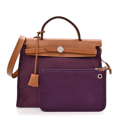 Hermes Toile Vache Hunter Herbag Zip 31 PM Cassis Fauve 3 of 13
