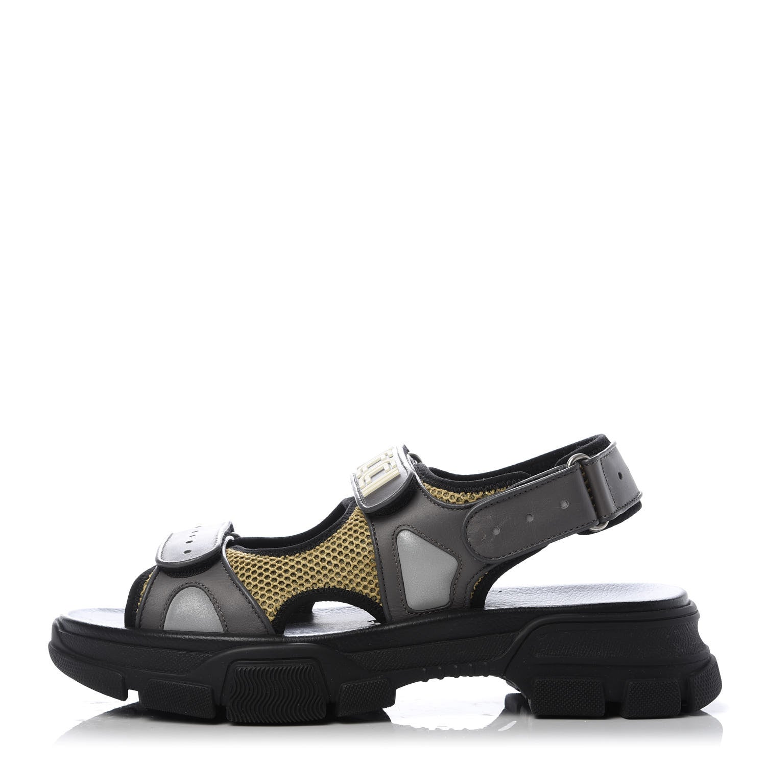Gucci X SEGA Nappa Mesh Mens Aguru Sandals 9.5 Loess Black 1 of 9