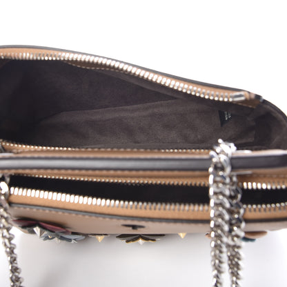 Fendi Vitello Baltico Nappa Flowerland Studded Small Dotcom Click Chain Satchel Cuoio Multicolor 6 of 10