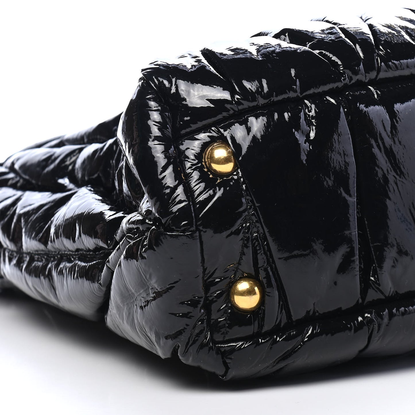 Patent Matelasse Shoulder Bag Black