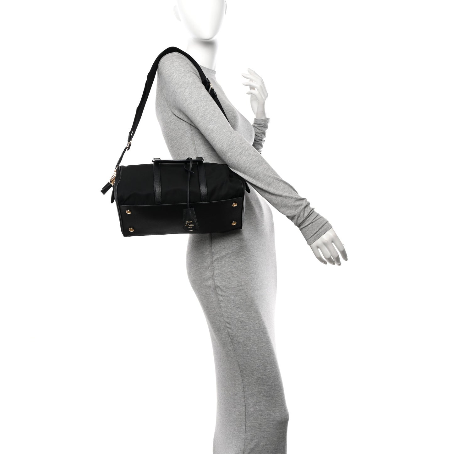 Re-Nylon Saffiano Medium Re-Edition 1978 Top Handle Bag Black
