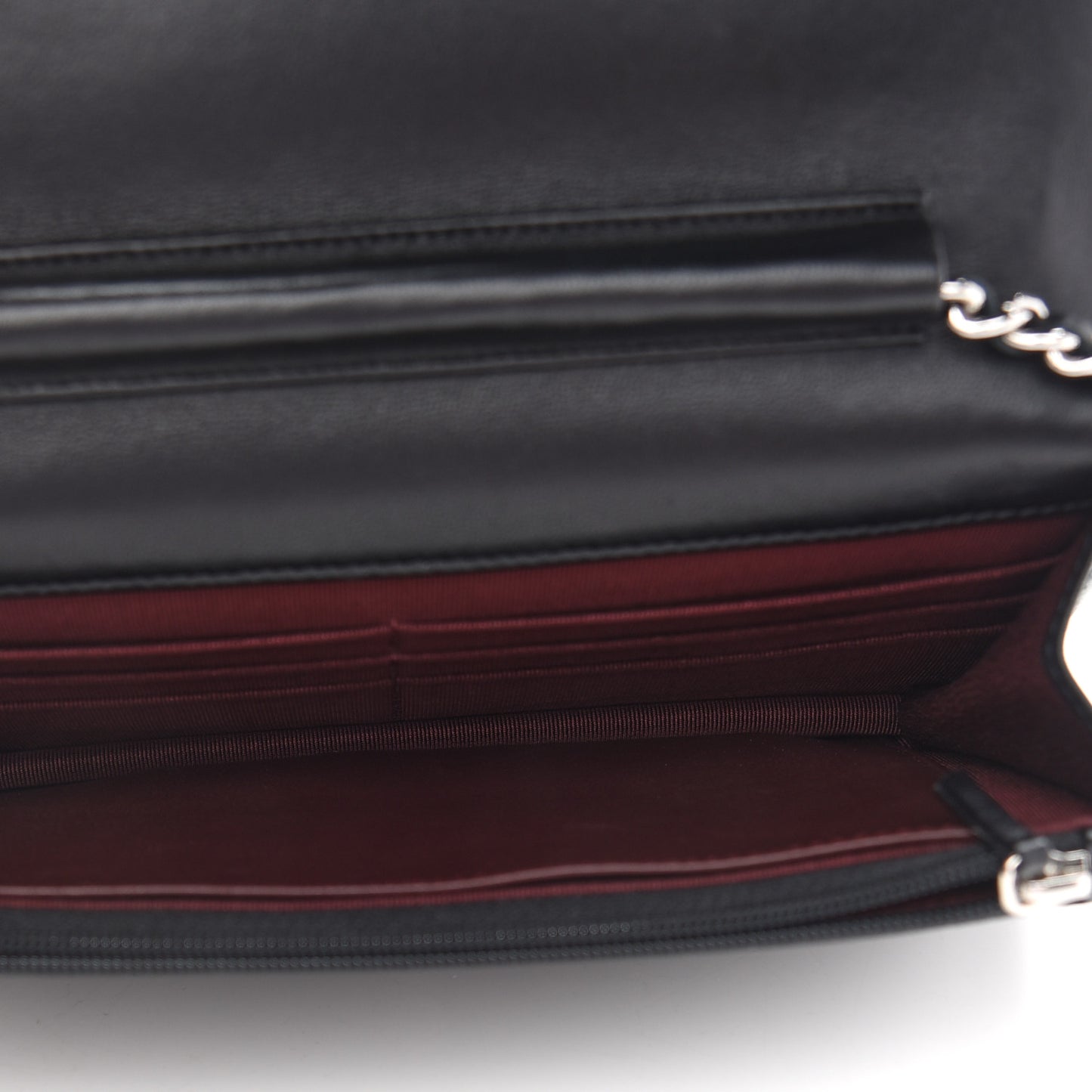 Lambskin Quilted Wallet On Chain WOC Black